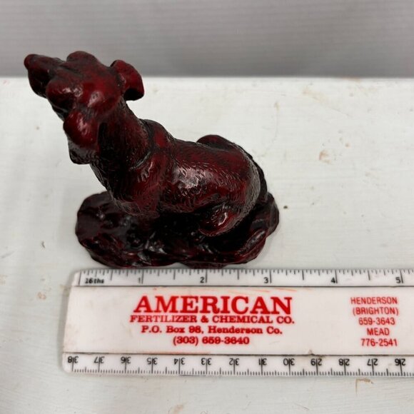 Red Resin Sitting Dog Figurine Small 1980s VTG Chinese Zodiac Feng Shui Lucky - Picture 8 of 8